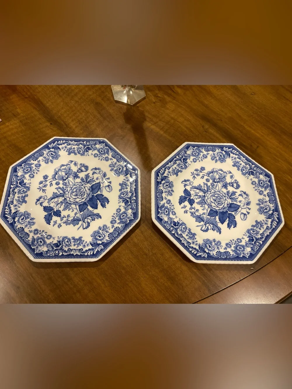 Spode Blue and White Octagonal Dinner Plates - Pair